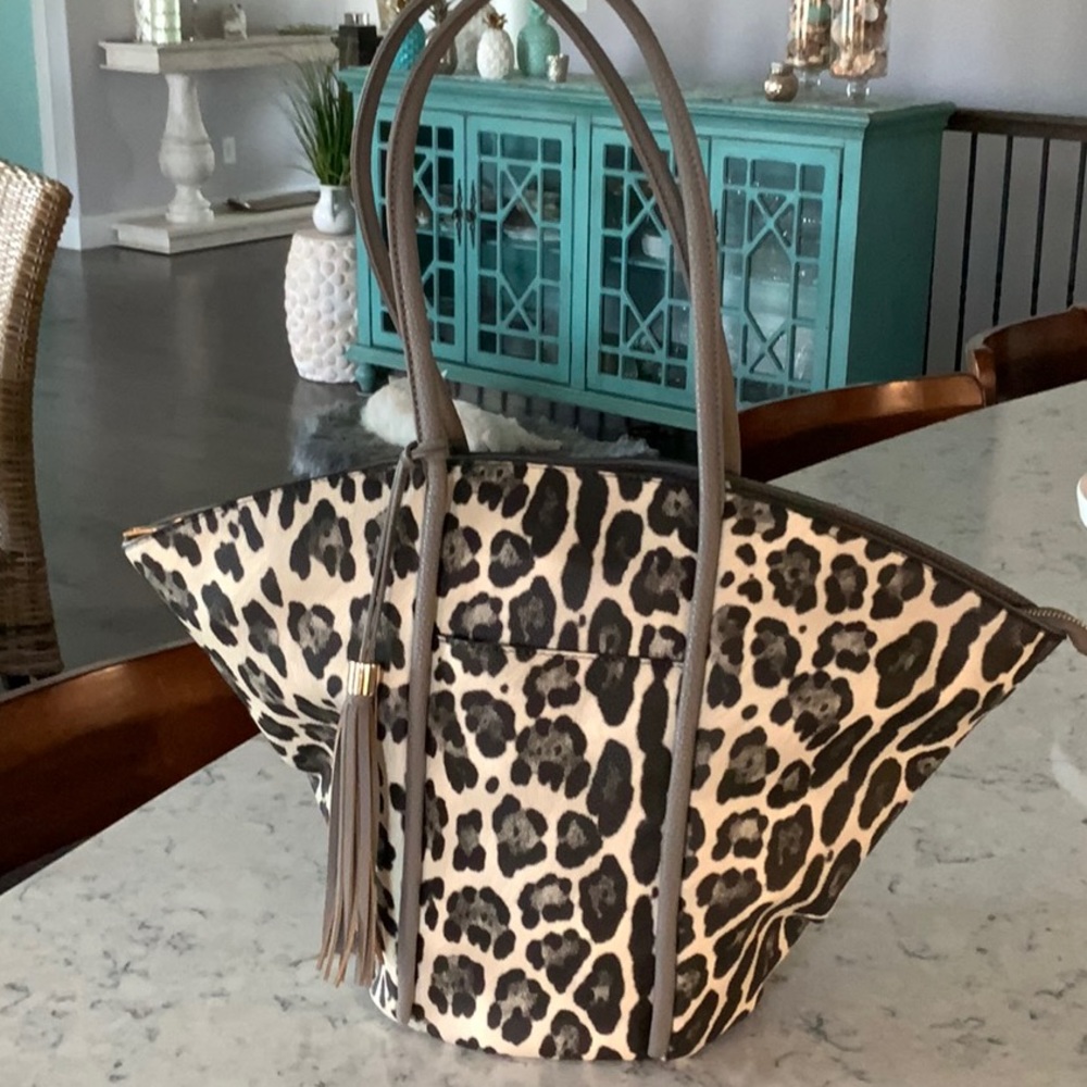 Gray Leopard Handbag
